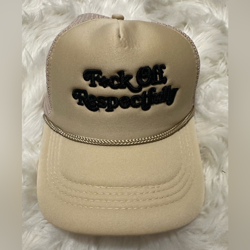 New Beige Cap with Embroidery Fu@$ off respectfully